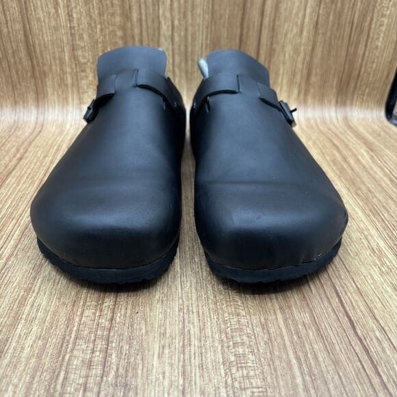 Birkenstock Boston Unisex Black Leather Clogs Mules Sandals Sz EU45, L14 M12 290 - Picture 3 of 11